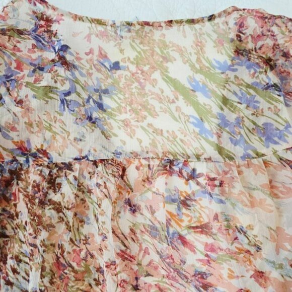 Boho Floral Sheer Kimono Cardigan Open Front Lightweight Layering Top Size 14 - Picture 11 of 13